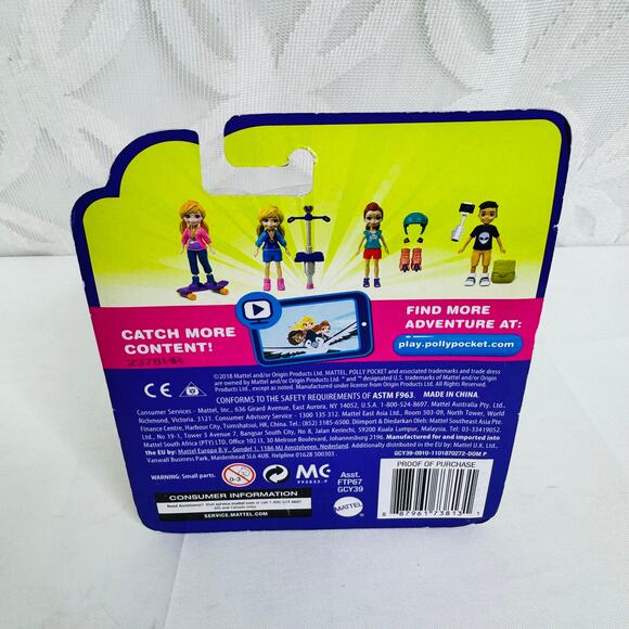 5 for $25| Polly Pocket Active Roller Chic Lila Adventure Doll w/ Skate - Picture 3 of 8